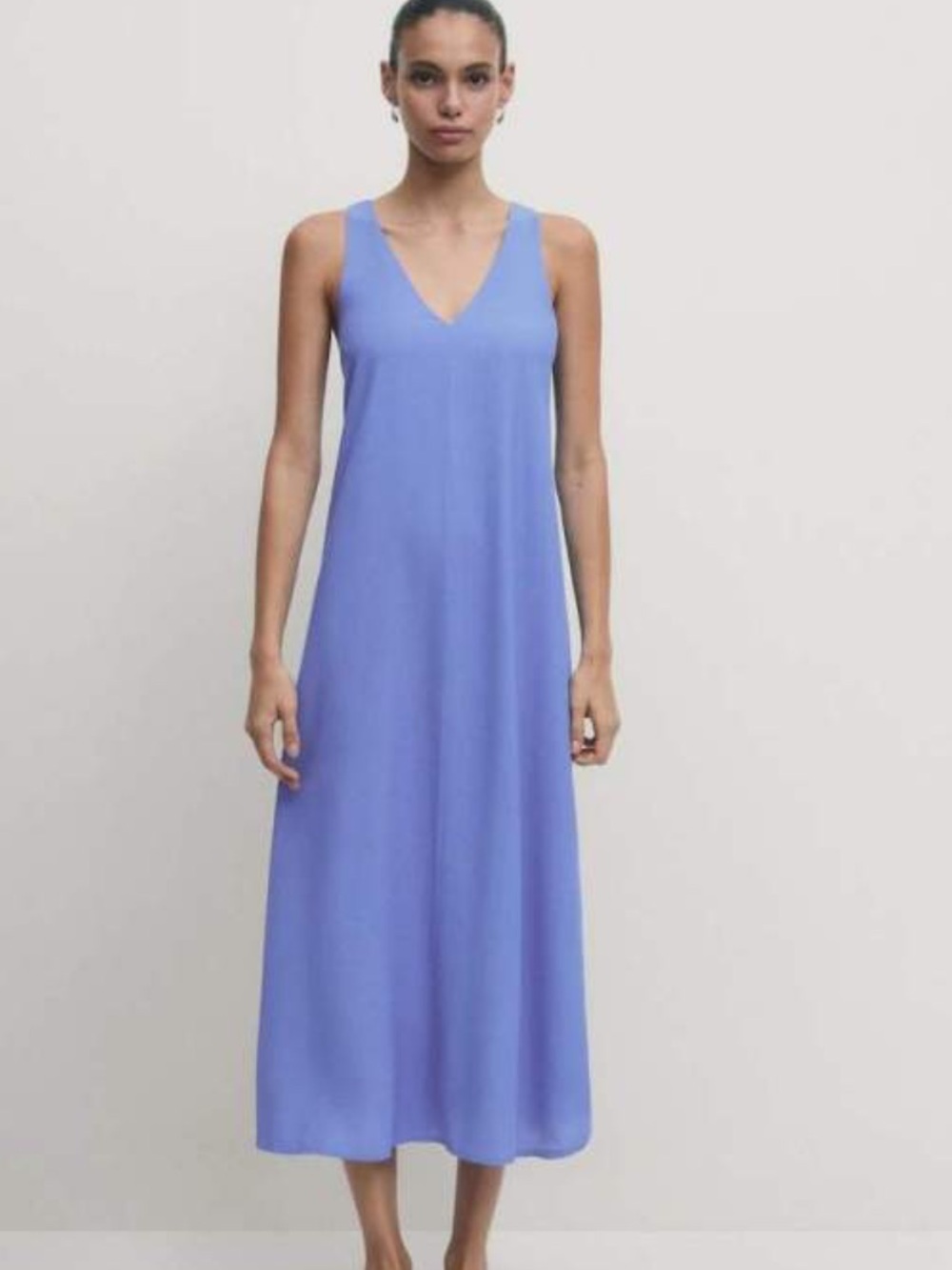 Massimo Dutti NWT midi dress with elastic strap detail XS bluish 6624/523